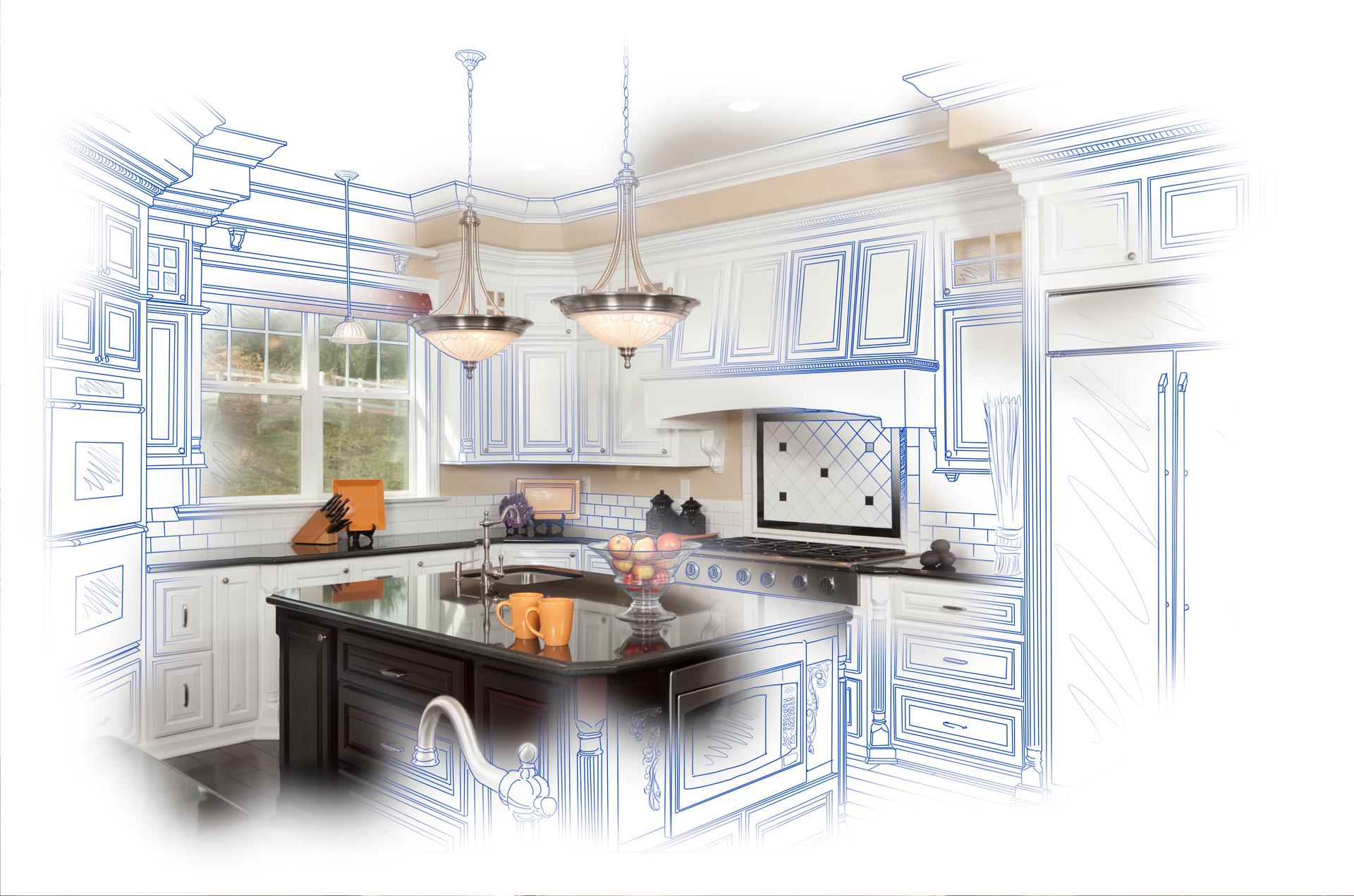 Beautiful Custom Kitchen Design Drawing and Photo Combination